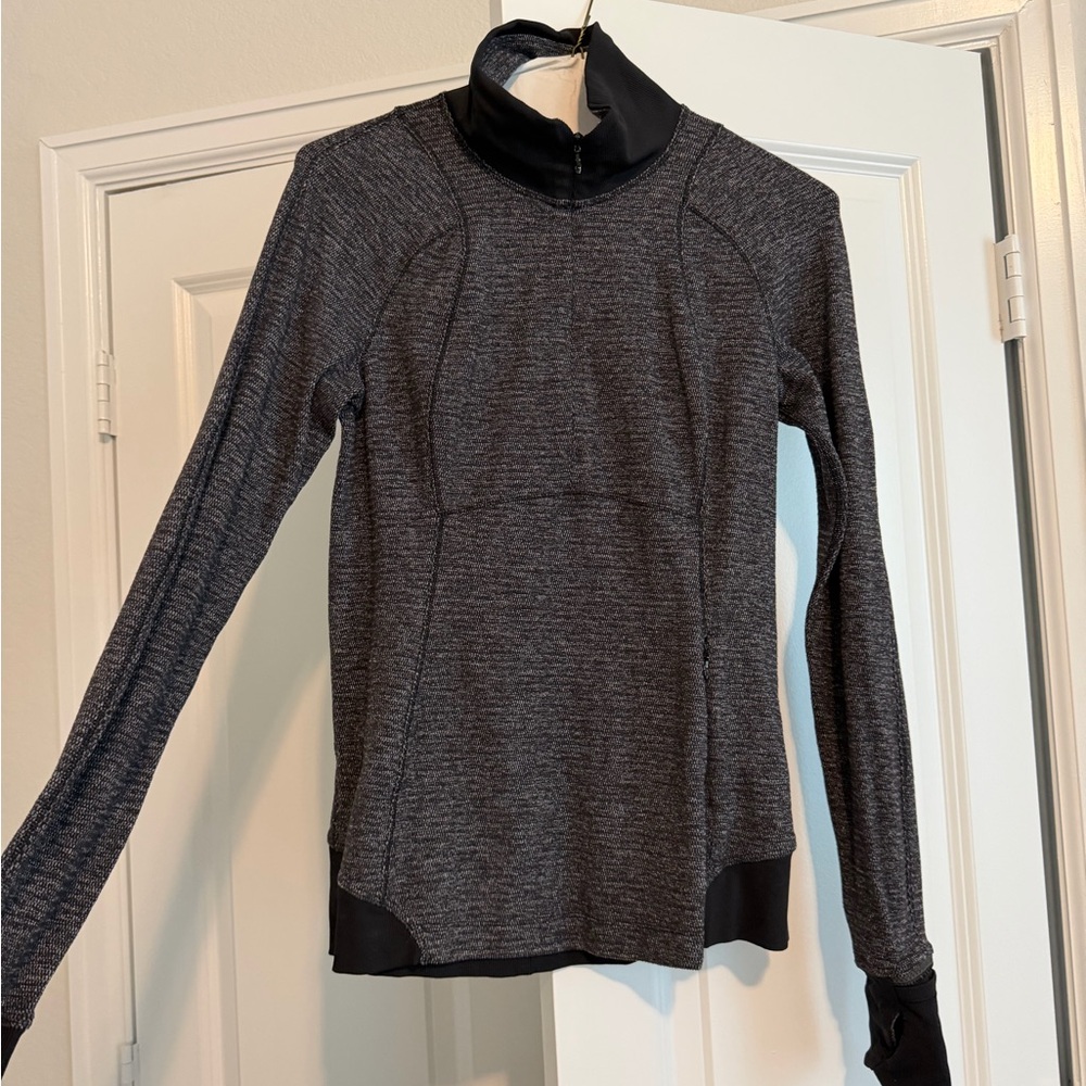 lululemon athletica Heathered Black Long Sleeve Half-Zip Top